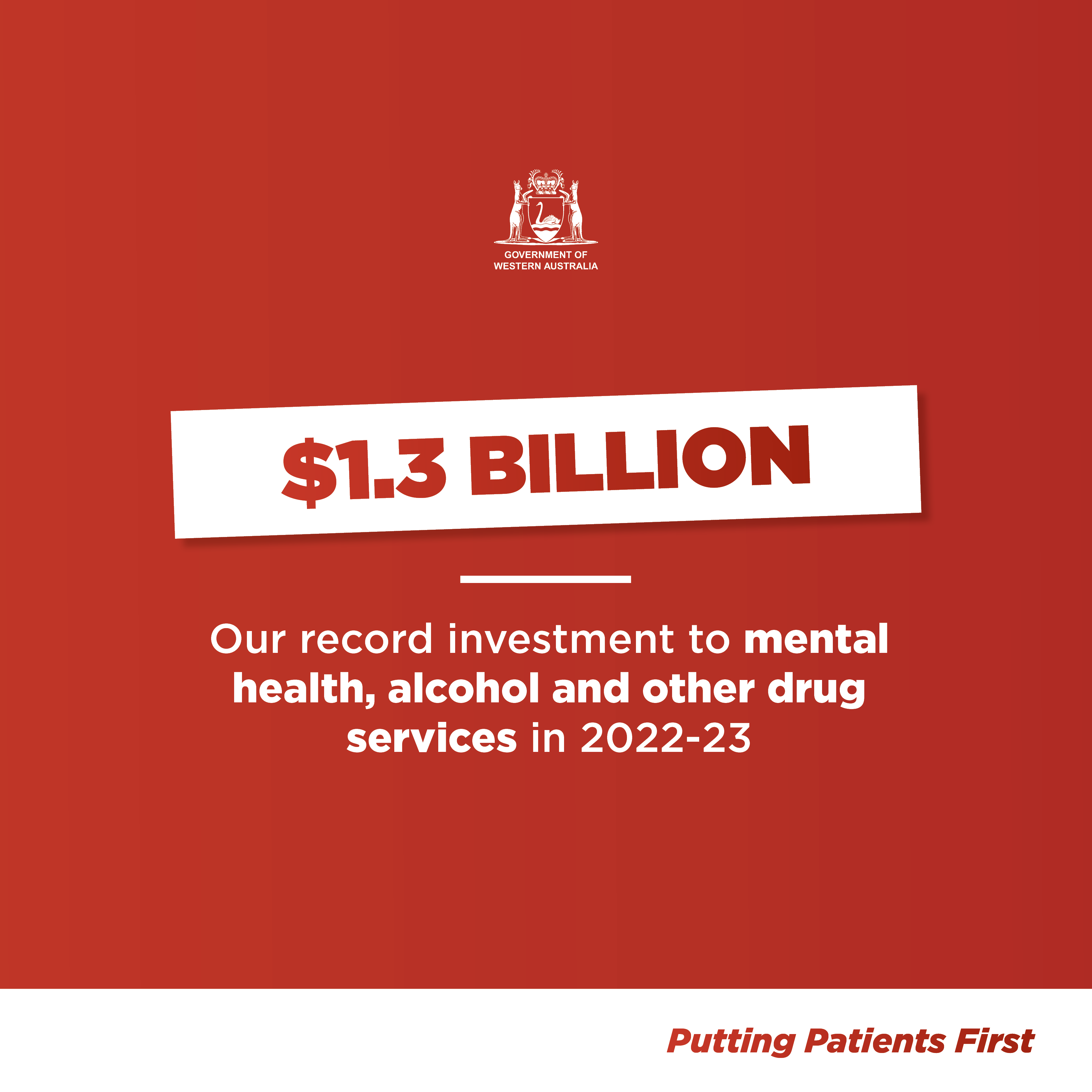 Commitment of $1.3 billion to Western Australian Mental Health Services Main Image